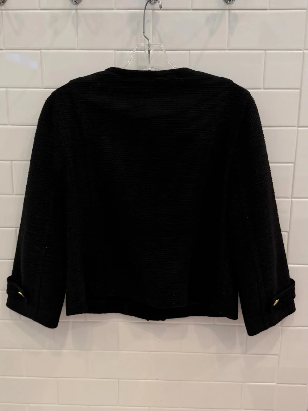 kate spade Black Textured Gold-Button Cropped Jacket